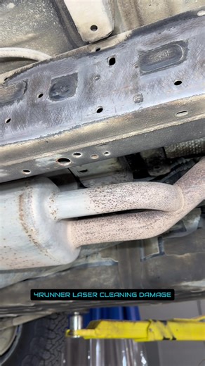 TOYOTA 4RUNNER FRAME DAMAGE CAUSED BY LASER CLEANING. AREA DAMAGED BY LASER CLEANING LATER DRY ICE BLASTED AND REPAINTED. THIS 4RUNNER WAS NOT A GOOD CANDIDATE FOR LASER CLEANING. FORTUNATELY OWNER STOPPED LASER CLEANING SERVICE EARLY AND TRACKED DONE DRY ICE BLASTING AUTO SPECIALIST. #4runner #toyota4runner #dryicecleaning #dryiceblasting #4runnermafia @Arctic Blast
