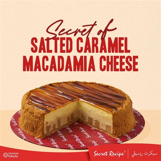 Now you know 😉 These are the secrets to our Salted Caramel Macadamia Cheese! 🤤💖 The sweet and salty salted caramel. The crunch from roasted macadamia nuts. The fragrant biscoff cookie crumbs. The smooth butter imported from Australia. Sounds good! Head over to https://bit.ly/SR_GO to try it out! #SecretRecipeMY | Secret Recipe Malaysia