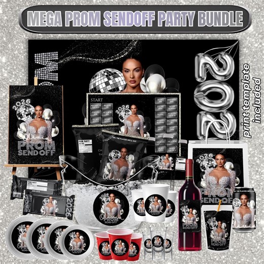 Silver Prom Bundle, Prom Send off Templates, Party Favors, Prom Decor, Prom Backdrop, Prom Gift Bags, Prom Chip Bag, Prom Styrofoam Stickers - Etsy