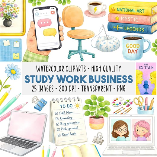 25 Study Work Business Clipart PNG, Office Desk, Girl Boss Planner Stickers, Productivity Routine, Digital Design, Instant Download - Etsy Canada