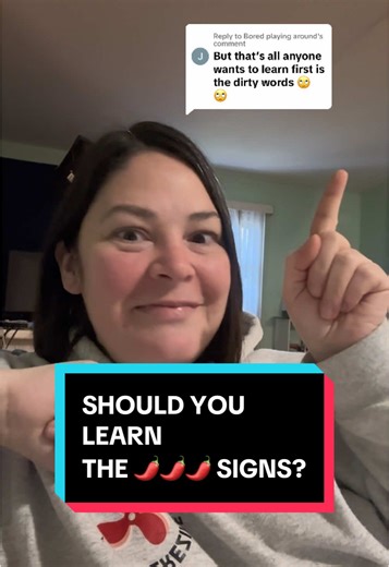 Replying to @Bored playing around ASL has tons of great vocabulary… and that includes lots of spicy signs! Just don’t focus only on those signs, or you’ll never get anywhere with your kearning. 😉 (Want to learn how to have a great conversation and use spicy signs? Come take a class with me! Click the link in my profile and join the Stellar ASL membership. Not ready for a full program? Grab my free 30 day course! ) ##learnsignlanguage##americansignlanguage##signlanguage##aslclass##multisensoryle