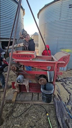 Antique Fanning Mill At Work