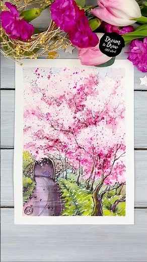 How to Draw Cherry Blossoms in Watercolor Sketching