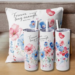 Floral Tumbler Wrap Sublimation Design: 'forever' Quote (digital PNG) - Etsy