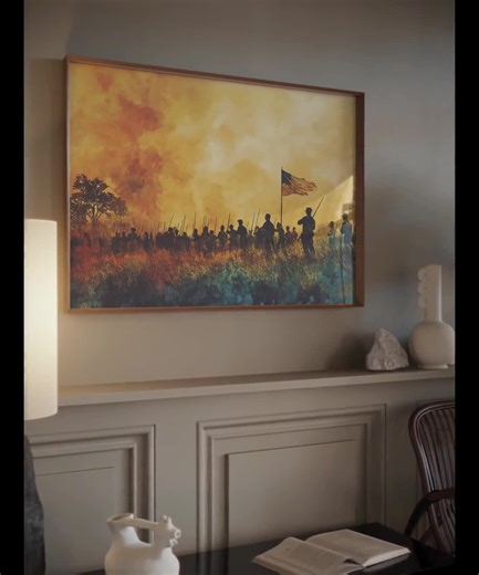 American Civil War Painting, Historical Wall Art | Soldier Silhouettes & US Flag PRINTABLE - Digital Download - Etsy