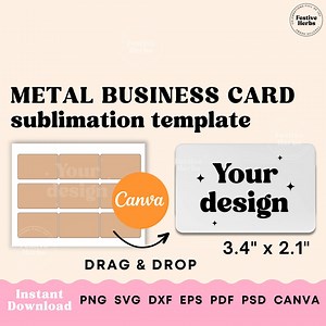 Metal Business Card Sublimation Template, Business Card Template Canva, Business Card SVG, Label Template Instant Download - Etsy