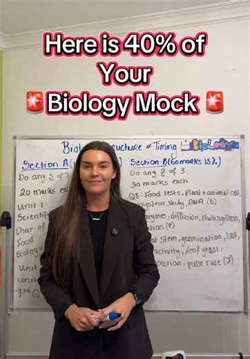 40% of your Biology paper is based on Sections A & B! Full exam structure and timing over on my website under the ‘home’ tab! Part two coming soon 🔜 #stem #leavingcertbiology #irishtiktok #study #teachersoftiktok