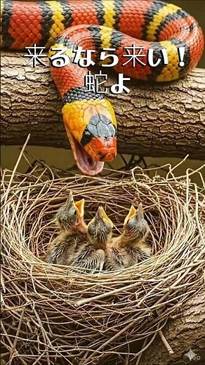 巣への侵入者、親鳥が全力で守る瞬間 #野生動物 #捕食シーン #サバンナ #蛇 #自然