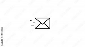 mail envelope animated outline icon on white background. mail envelope 4k video animation for web, mobile and ui