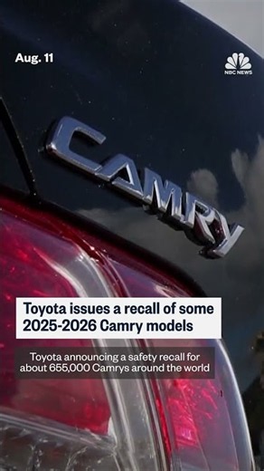 Toyota issues recall for certain 2025-26 Camry models