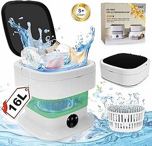 Mini Portable Washing Machine - 18L 60W Top Load, Green, Highly Efficient with Spin, Foldable, Ideal for Travel, Baby, Pet Clothes, Camping, Delicates