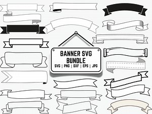 Banner SVG Bundle: Ribbon Outline Clipart (digital Download) - Etsy