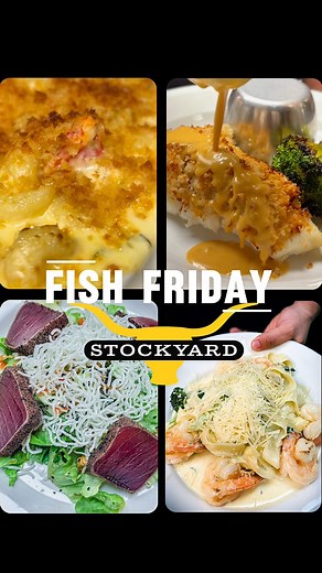 Seafood lovers, this one’s for you. 🐠🔥 It’s Fish Friday at The Stockyard! Come on in for our delicious seafood dishes and our Friday Fish Special! #TheStockyard #FishFriday #BostonFoodies #SeafoodReel #BostonEats #NewEnglandSeafood #EatLocalBoston | Stockyard Classic American Tavern