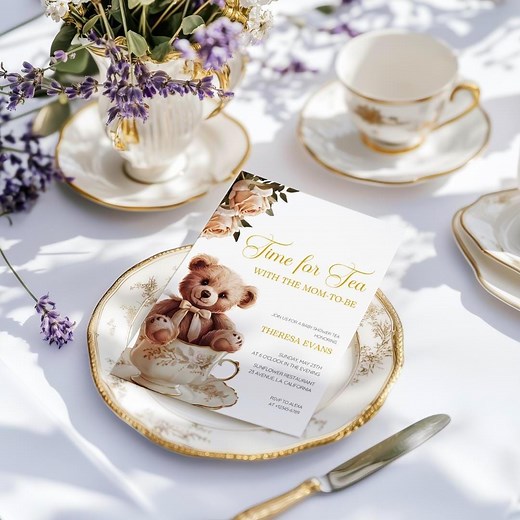 Editable Tea Party Baby Shower Invitation Template, Time for Tea With the Mom-to-be, Gender Neutral Tea Time Floral Baby Shower, - Etsy