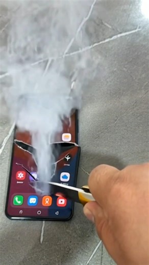 “When the phone collides with a knife” #aivideo #crush #smartphone