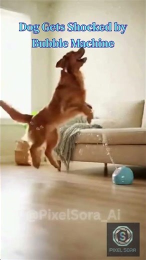Dog Gets Shocked by Bubble Machine