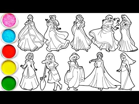 How to draw Princesses Disney - Cinderella, Aurora, Snow White, Ariel, Belle, Moana, Elsa & others