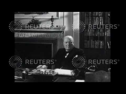 1945 Winston Churchill addresses the nation following defeat of Germans