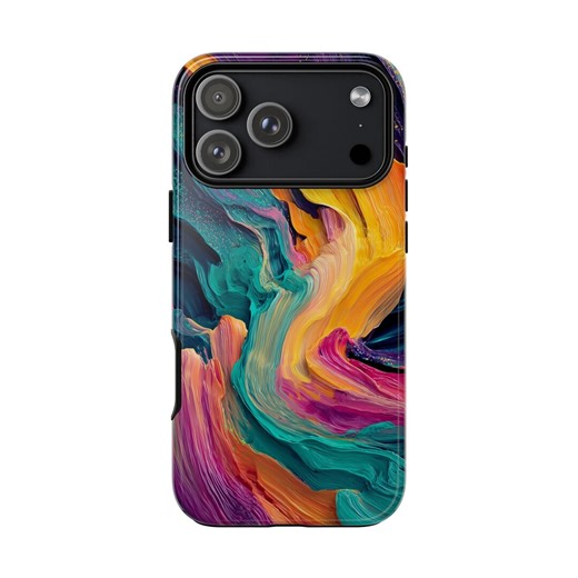 Orange Teal Abstract Neon Paint | Phone Ink Case: Personalized, Slim or Tough Cover, Wireless Charging, Lifetime Warranty - Etsy