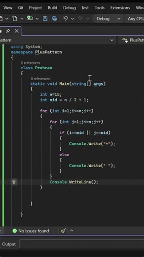 Plus + Pattern in C# Easy Console Program Day 12 #codingforbeginners #coding #programming