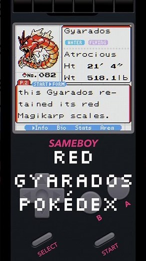 Pokemon Polished Crystal Red Gyarados Form Pokedex #nintendo #retrogaming #gameboy #romhack