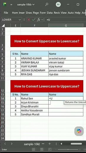 UPPER to lower in 1 Click? Excel Hack! 🔥 #Excel #Shorts #Tips