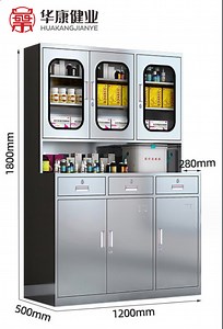[Hot Item] Stainless Steel Medicine Storage Hospital Sterile Utensils Cabinet Thickened Document Locker Cupboard