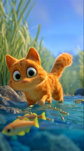 Orange Cat Tries to Catch Fish 😻 | Cute 3D Animation