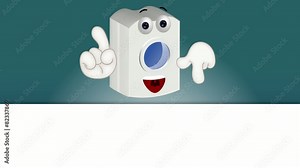 Funny washing machine cartoon illustration comic Stock Video