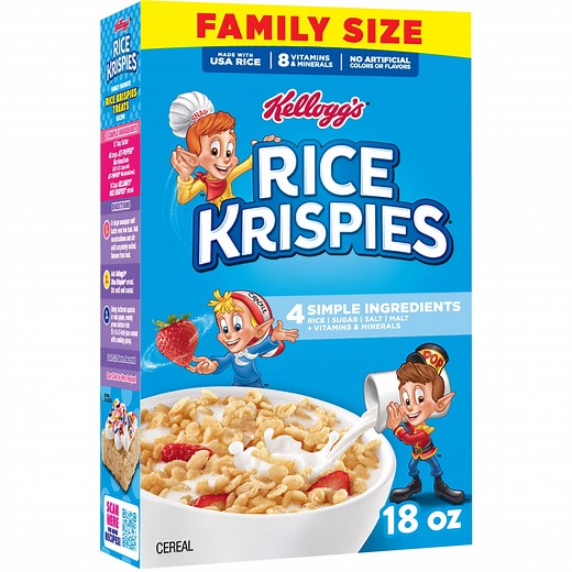 Kellogg's Rice Krispies Breakfast Cereal, 8 Vitamins and Minerals, Family Size, 18 oz - Walmart.com
