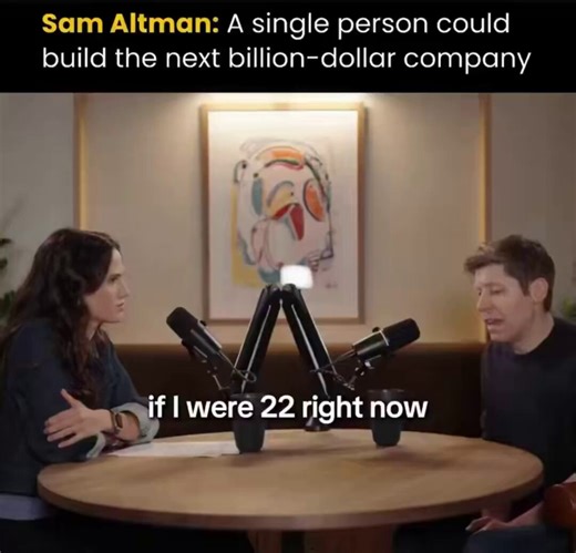 Sam Altman:“If I were 22 and graduating today, I’d feel like the luckiest person ever. There’s never been a better time to start a company” “ I think it’s now possible for a one-person company to be worth over $1 billion. You have tools that can do what used to take hundreds. you just need to learn them and have a great idea.”