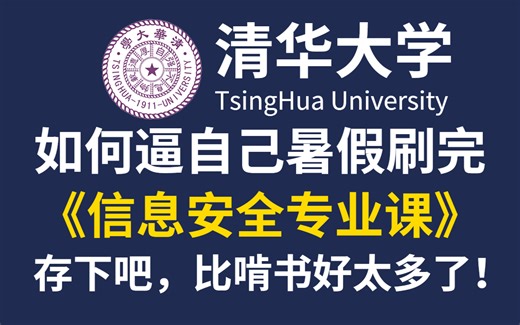 从今天开始，逼自己暑假刷完清华大学信息安全专业课程，全套300集，共196个小时，手把手带你学习信息安全/网络空间安全技术，就怕你不学！