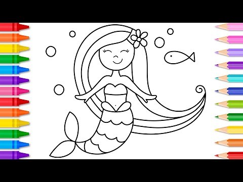 How to Draw a Cute Mermaid for Kids 💦🐠💜 Cute Mermaid Drawing for Kids | Mermaid Coloring Book
