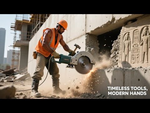 DOOR WAY: Cutting a stone like how the Ancient Egyptians would using hammer and chisels and saws