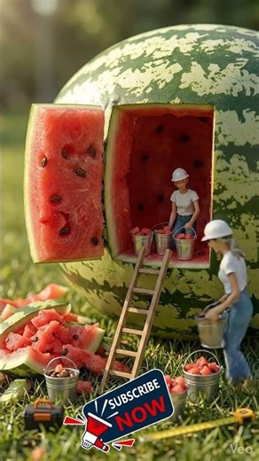 Giant Watermelon Tiny House Timelapse 🍉