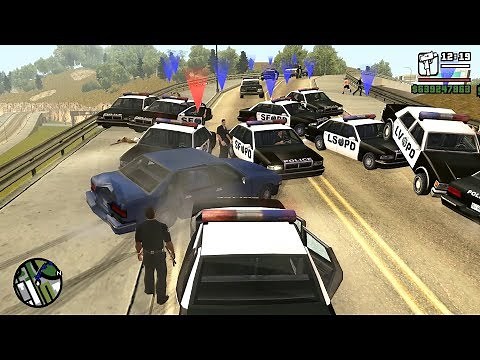 The Biggest Police Chase in GTA San Andreas History (100 Cops VS 1 Car)