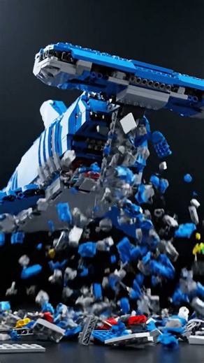 KINETIC SHARK! This LEGO Build Explodes into Pieces! 🧱#legodestruction #LEGO #shorts