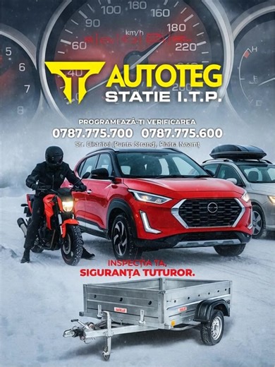 🔧 Stația ITP AUTOTEG – Cea mai rapidă stație ITP! Servicii Complete pentru Siguranța Ta pe Drum! 🚗✅ Bine ai venit la AUTOTEG, locul unde siguranța și profesionalismul se întâlnesc! Oferim inspecții tehnice periodice rapide și eficiente pentru: ✅ Autoturisme 🚗 ✅ Autoutilitare 🚚 ✅ Motociclete 🏍️ ✅ Remorci & Rulote 🚛🏕️ ✅ Taxi & Școli de șoferi 🚕🚦 🔍 De ce să alegi stația noastră ITP? ✔️ Echipamente moderne pentru verificări precise ✔️ Personal calificat și autorizat ✔️ Servicii rapide, făr
