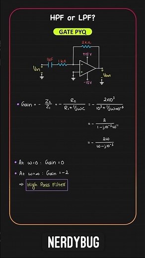 GATE PYQ 11 under 60 seconds : High Pass Filter or Low Pass Filter? | Analog Circuits | NerdyBug
