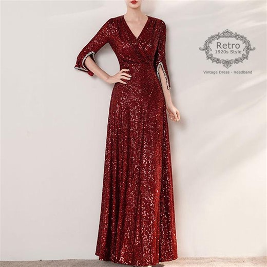 1920s Sequin Gatsby Dress: Mermaid Evening Prom Gown
