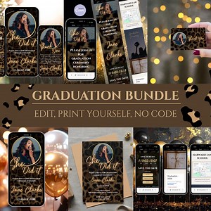 Graduation Bundle Class of 2026, Leopard Graduate Girl Invitation, Senior Flyer With Clickable RSVP Website, Digital Evite, Thank You Card - Etsy