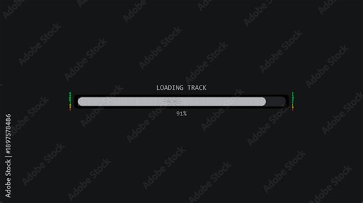 Progressbar animation showing loading track with completion status displayed