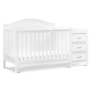 Davinci Charlie 4-in-1 Convertible Baby Crib with Toddler Bed, Daybed, Full-Size Bed Conversion - Changing Table Combo with Extra Storage - Easy to Assemble - 4 Adjustable Mattress Heights - White