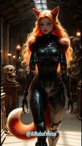 Stunning Cyber-Fox Cyborg in a Skull-Filled Laboratory | Futuristic Furry AI Art