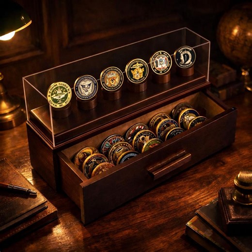 Wooden Medal Display Box, Glass Lid Challenge Coin Holder, Collector Storage Drawer - Etsy