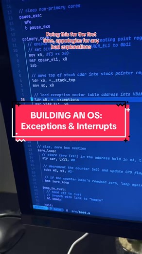 Added exception handling and interrupts to my OS! #fundamentalOS #operatingsystems #linux #tech #software
