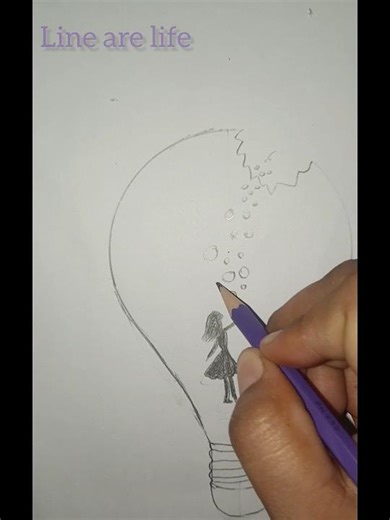 Beautiful Light Bulb Drawing with Flying Butterflies ✨🦋💡#linearelife#drawing#short