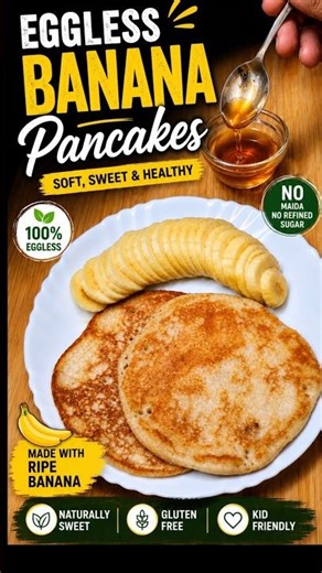 Eggless Pancake🍌🥞 | sugar-free Soft & Fluffy Breakfast
