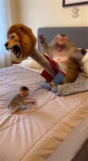 Baby Monkey Gift Surprise Goes Hilariously Wrong 😂🍰 #MonkeyBirthday #FunnyAnimals #Shorts