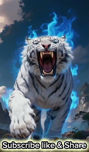 White tiger in blue fire #shorts #explore #fyp #foryou #animals #monster